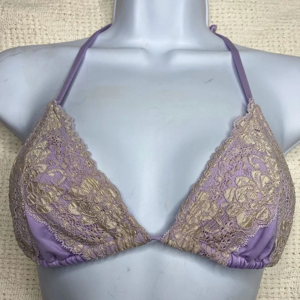 Beach Bunny Lace‎ Triangle Bikini Top Lavender